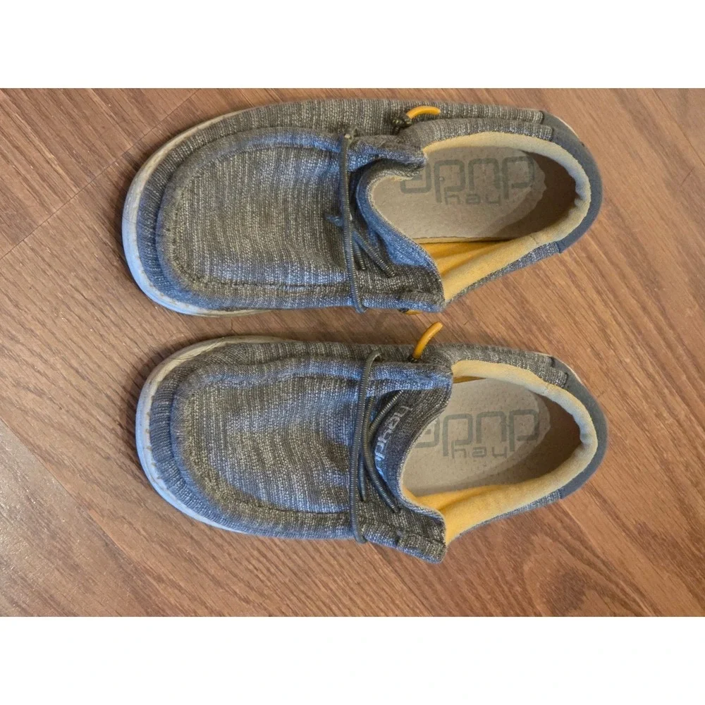 Hey Dude Wally Youth Grey Marl Stretch Slip On Loafers Shoes Kids Size K11 EU 30